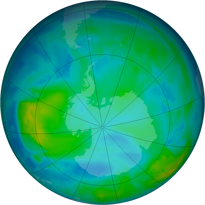 Antarctic ozone map for 10 May 2012